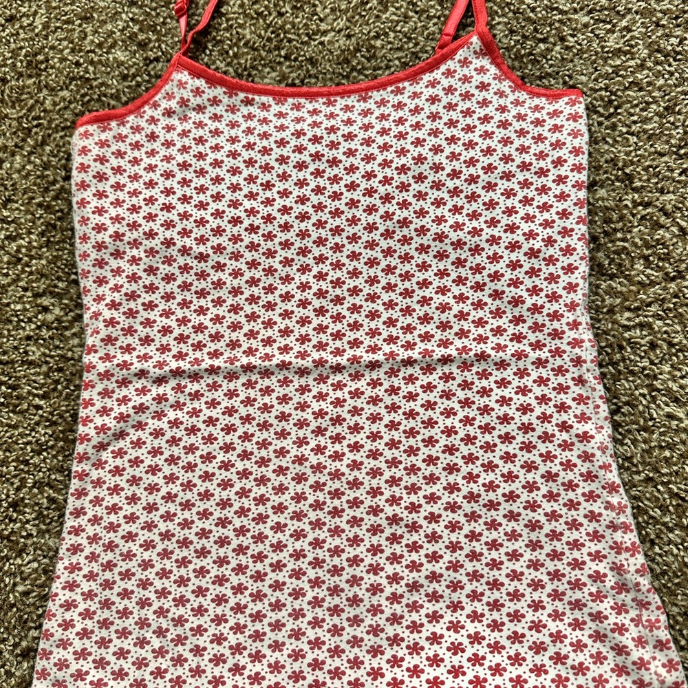 Red and White Floral Tank Top